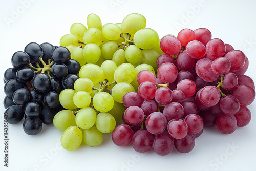 Fresh mixed grapes arranged beautifully for a healthy snack or dessert option. Generative AI