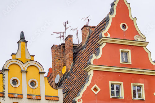 old tenement houses in the city center photo