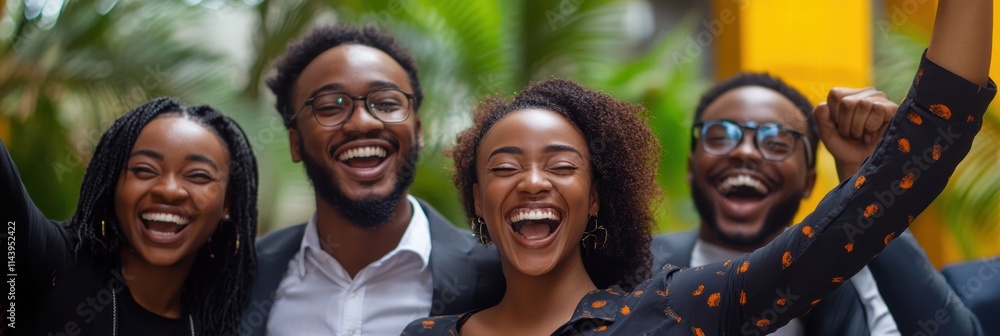 A group of entrepreneurs celebrating the launch of their startup, sharing a moment of success and joy. A group of entrepreneurs celebrating the launch of their startup, sharing a moment of success and joy.