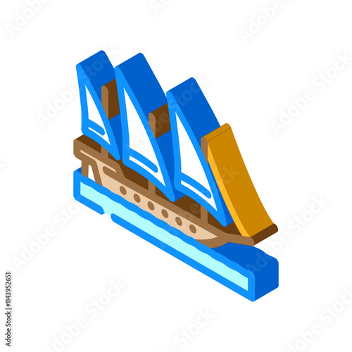 xebec ancient ship isometric icon vector. xebec ancient ship sign. isolated symbol illustration