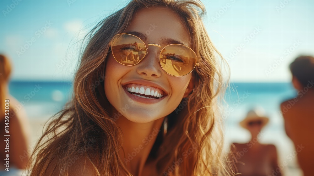 A group of friends enjoying a day at the beach, laughing and playing volleyball together. A group of friends enjoying a day at the beach, laughing and playing volleyball together.