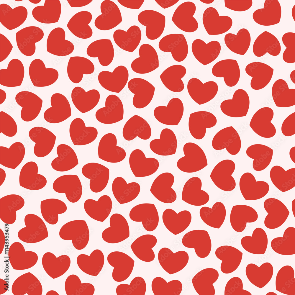 Groovy background with tiny hearts. Valentine day cheerful seamless pattern. Vector wallpaper with romantic vibes. Cute print for fabric, paper, kids clothes and accessories