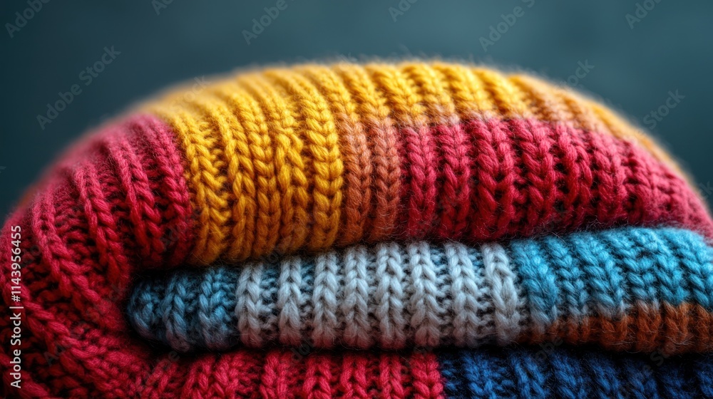 Folded colorful knitted blanket. (1) Folded colorful knitted blanket. (1)
