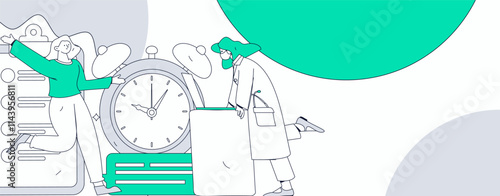 Flat vector illustration of business people operating work scene

