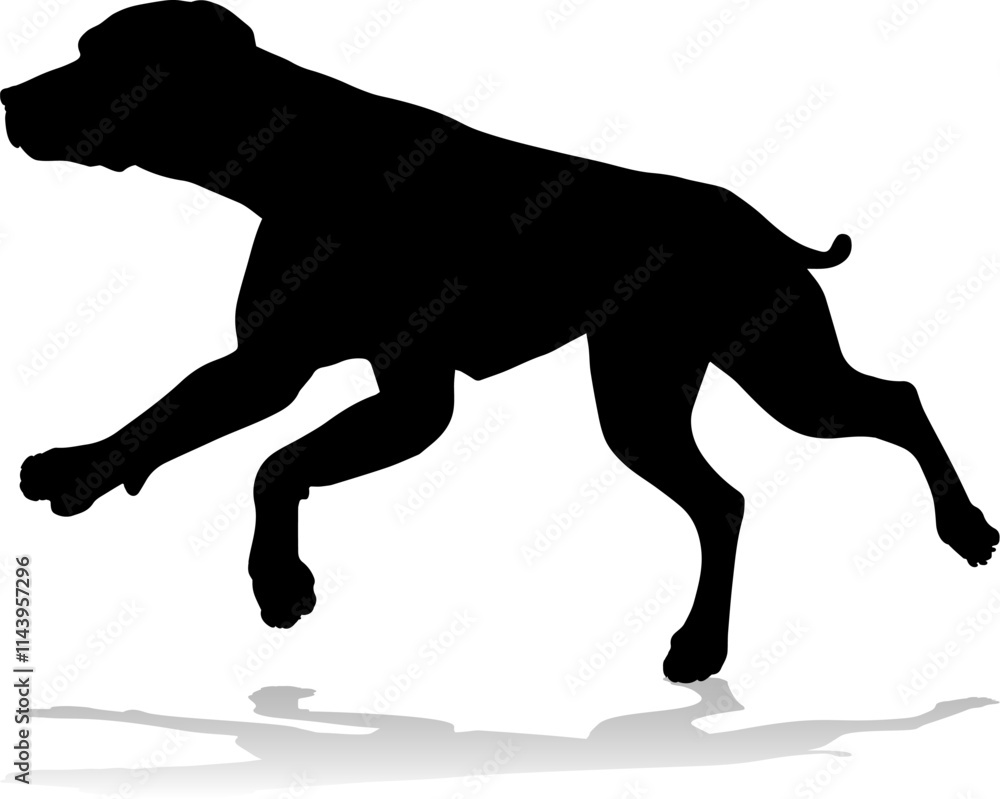 A detailed animal silhouette of a pet dog A detailed animal silhouette of a pet dog