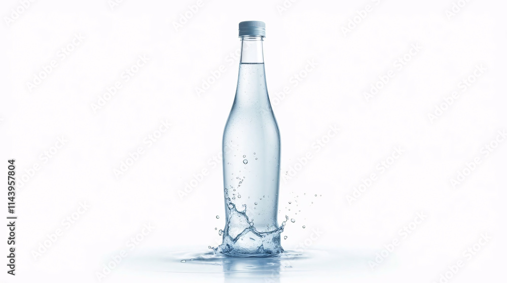 Plastic bottle and water splash Plastic bottle and water splash