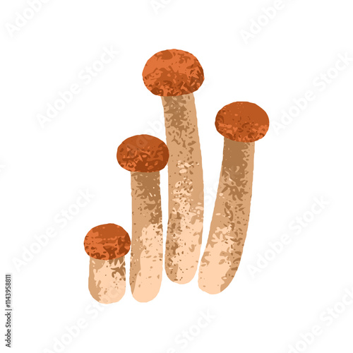 Honey fungus cluster. Autumn forest fungi, mushrooms group, bunch with long s...