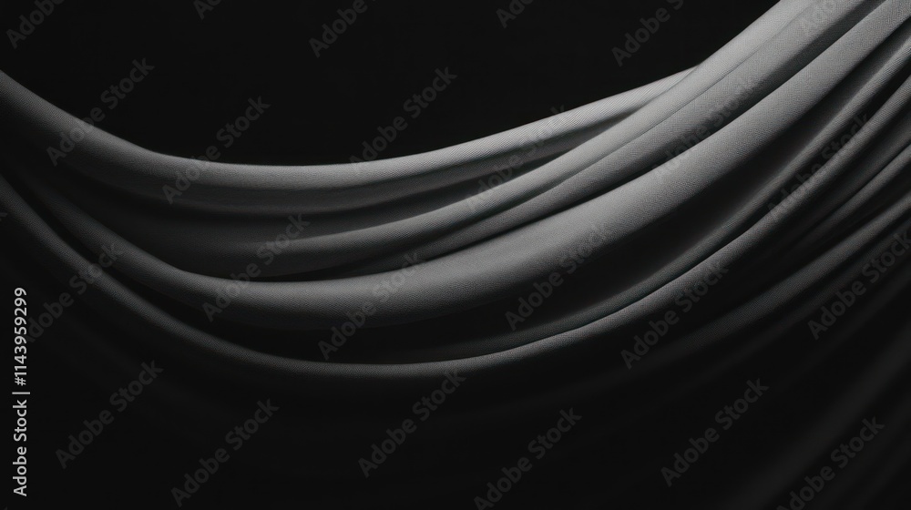 Flowing gray fabric on black background. Flowing gray fabric on black background.