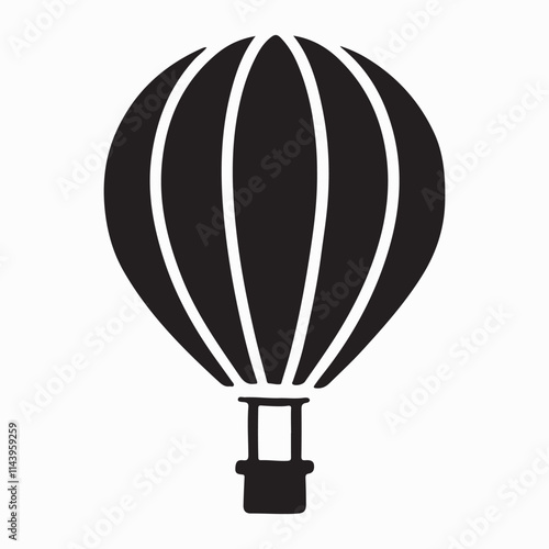 Silhouette Vector Illustration of a Classic Hot Air Balloon for Travel Designs