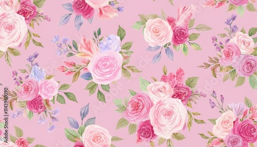 Wallpaper Mural seamless pattern with roses Torontodigital.ca