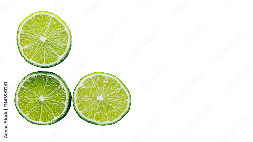 Freshly Cut Green Lime Halved on White Background Perfect for Culinary or Beverage Illustrations. Freshly Cut Green Lime Halved on White Background Perfect for Culinary or Beverage Illustrations.