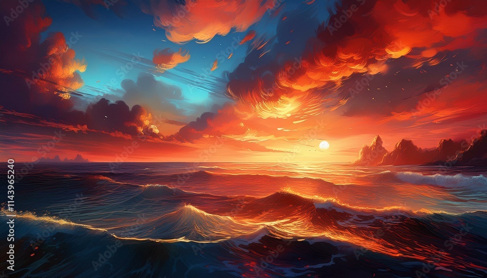 Naklejka premium sunset over the sea