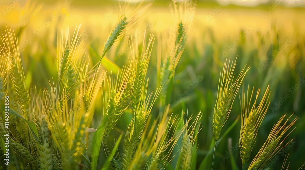 Golden wheat field at sunset, close-up view of ripening grain. Golden wheat field at sunset, close-up view of ripening grain.