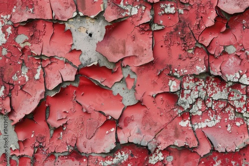 Peeling Paint Texture. Abstract Background of Aged Concrete Wall with Red Chipped Paint