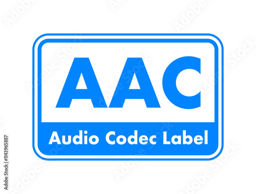 Blue rounded rectangle showing audio codec label and aac letters photo