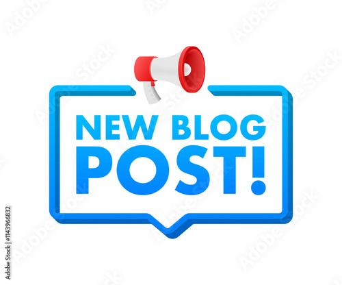 Megaphone announcing new blog post with speech bubble