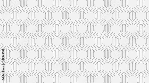 Geometric pattern design with hexagonal vector shape | Seamless pattern for texture, fabric, banner, poster, presentation, flyer, decorative use | Minimal abstract background with silver colour 