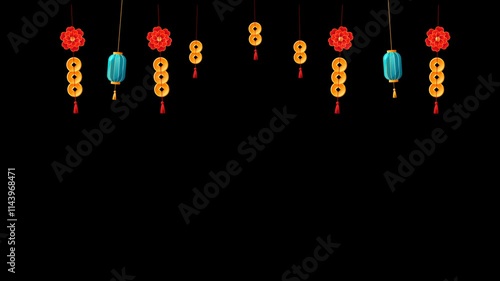 Chinese new year celebration lantern for background. animation hanging lanterns