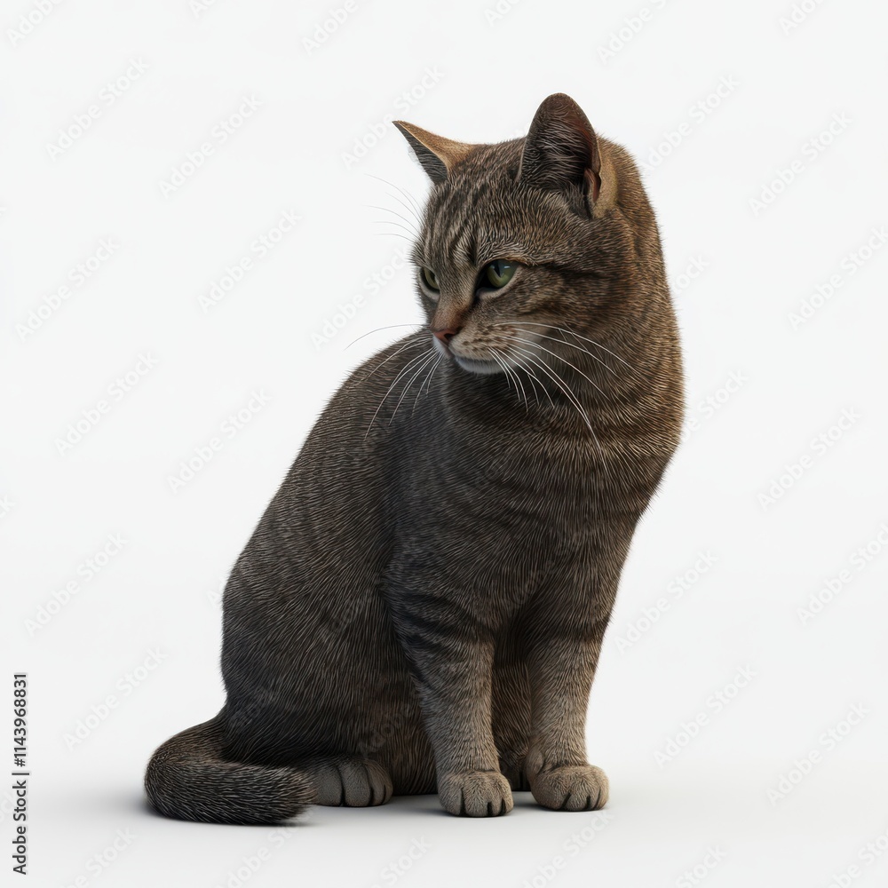 Obraz premium 3D Cat Isolated and White Background