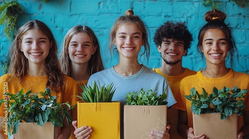 High School Students Organizing Charity Drive for Community Connection and Environmental Impact photo