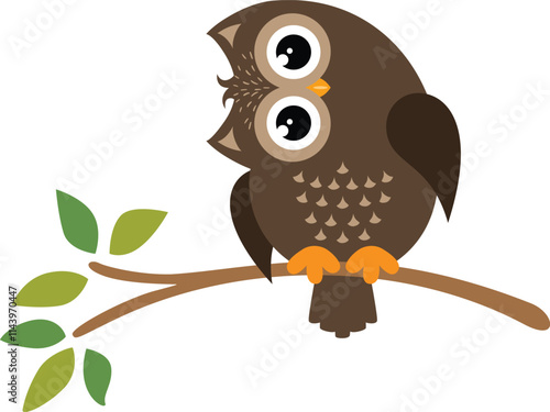 Adorable owl on tree branch