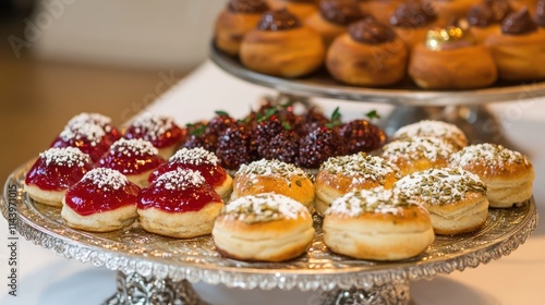 Wallpaper Mural Delicious assorted pastries with colorful toppings on elegant tray Torontodigital.ca