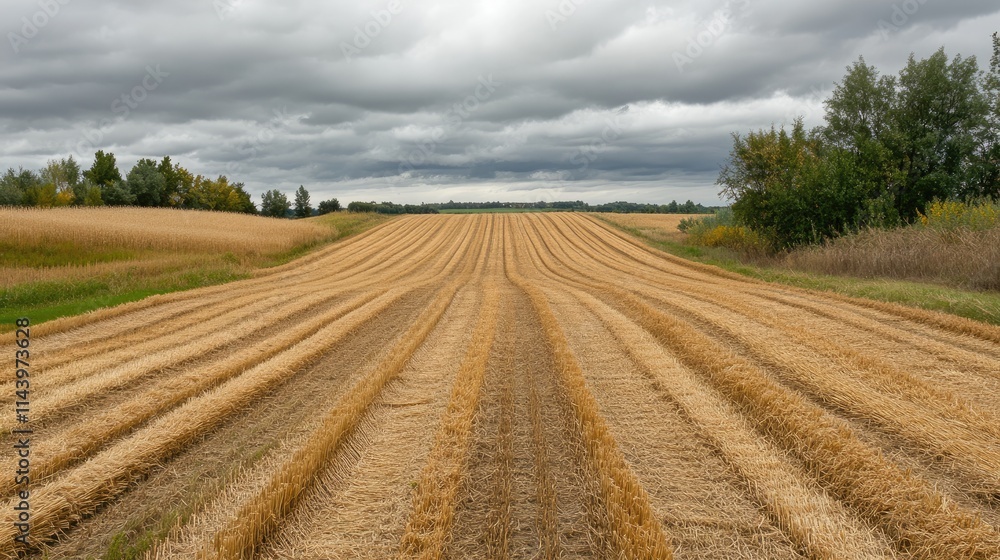 Agricultural Landscape with Rolling Fields and Dramatic Sky Agricultural Landscape with Rolling Fields and Dramatic Sky