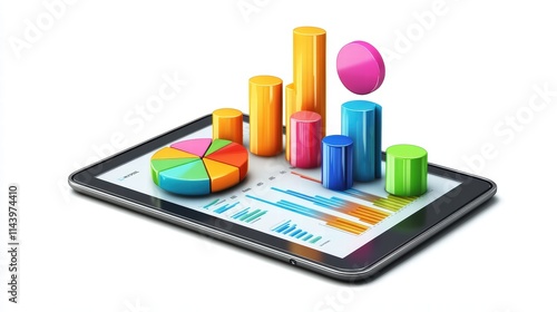 Wallpaper Mural KPI indicators displayed on tablet. Pie and bar charts Torontodigital.ca