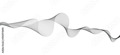 Smooth flowing dynamic wave lines isolated on white background. Technology, digital, communication, science, music concept vector background illustration