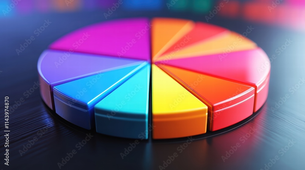 Obraz premium Pie chart with sales data on digital screen