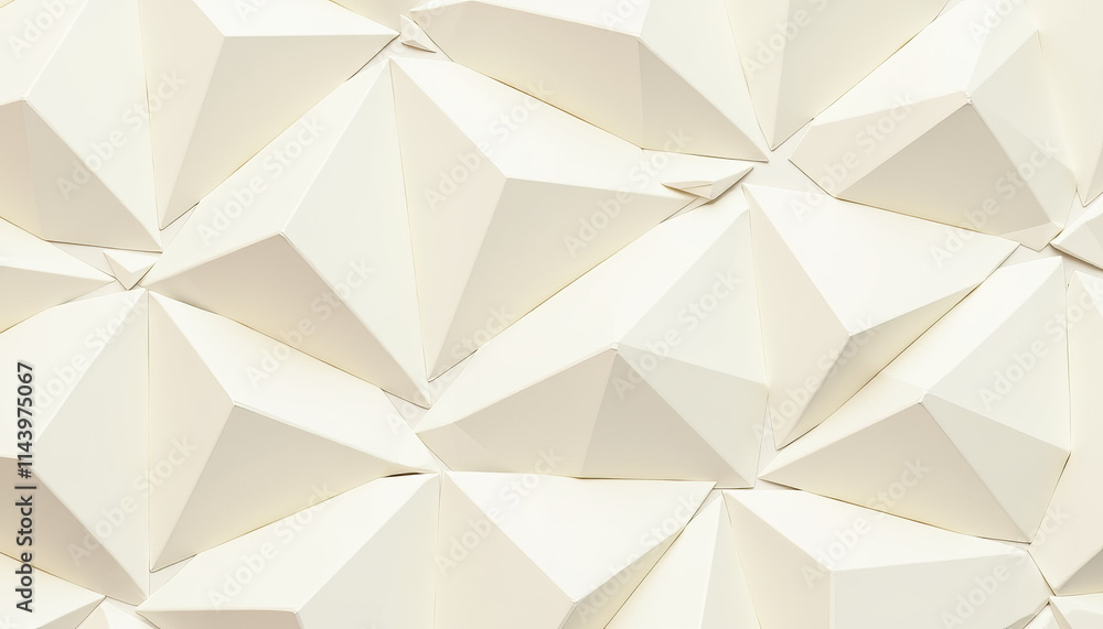 Origami inspired abstract, geometric folds and shapes, cream colored textured wall Origami inspired abstract, geometric folds and shapes, cream colored textured wall