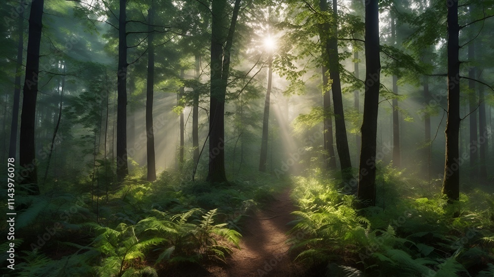 misty morning in the forest misty morning in the forest