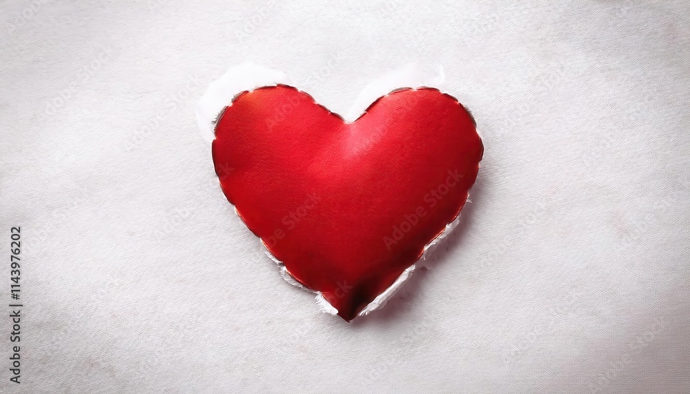 Vivid Red Fabric Heart with Torn Edges on Textured White Background. Symbol of Love, Imperfection, and Emotional Resilience. Ideal for Valentine's Day, Mental Health Awareness, or Art Projects Vivid Red Fabric Heart with Torn Edges on Textured White Background. Symbol of Love, Imperfection, and Emotional Resilience. Ideal for Valentine's Day, Mental Health Awareness, or Art Projects