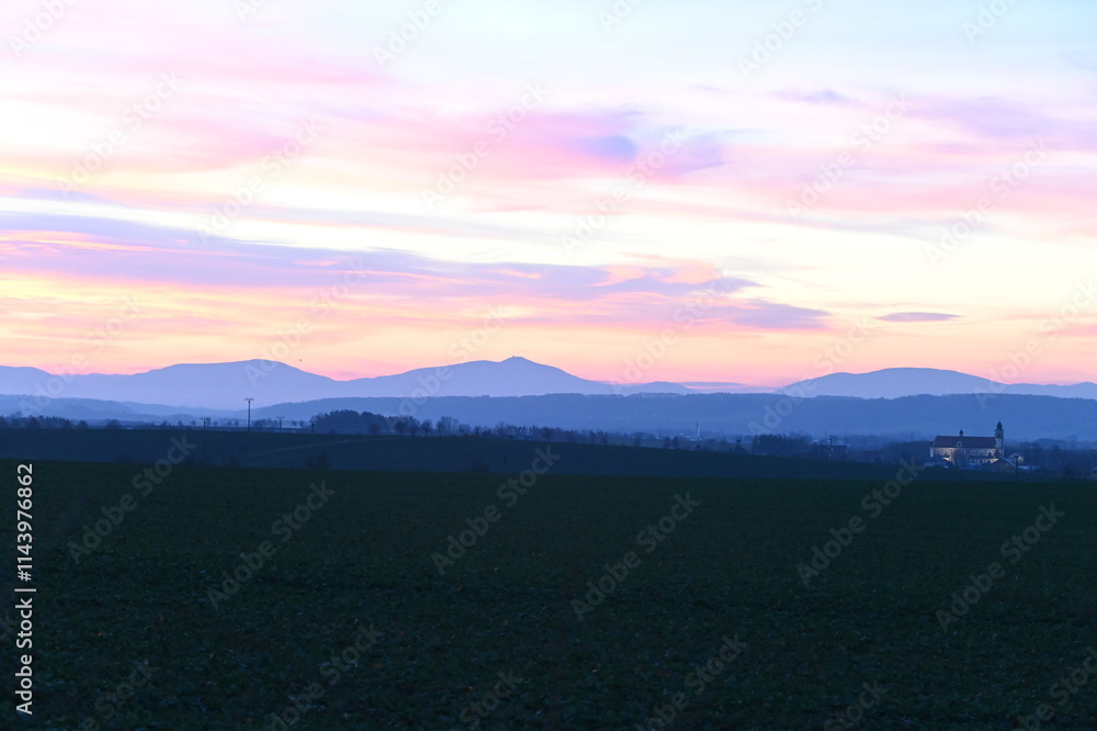 Fototapeta premium Czech beauty landscape , beskydy mountain , panoramic , lysa Mount