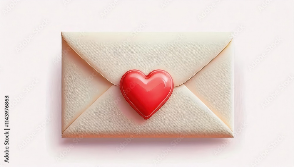 Elegant Beige Envelope Sealed with a Glossy Red Heart. Symbolizing Love, Romance, and Affection for Letters, Invitations, and Special Occasions. Perfect for Valentine's Day or Romantic Correspondence Elegant Beige Envelope Sealed with a Glossy Red Heart. Symbolizing Love, Romance, and Affection for Letters, Invitations, and Special Occasions. Perfect for Valentine's Day or Romantic Correspondence