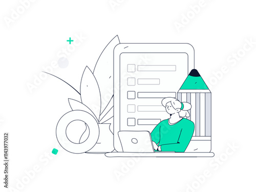 Flat vector illustration of business people operating work scene
