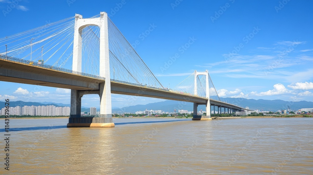 Fototapeta premium Bridge Connecting Two Cities for Economic Growth