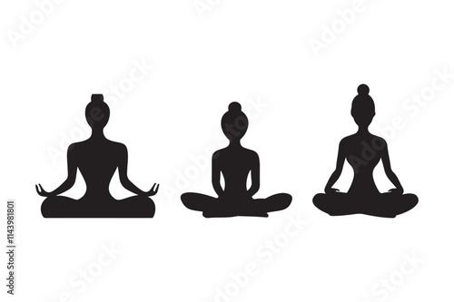Yoga Set Silhouette Vector illustration