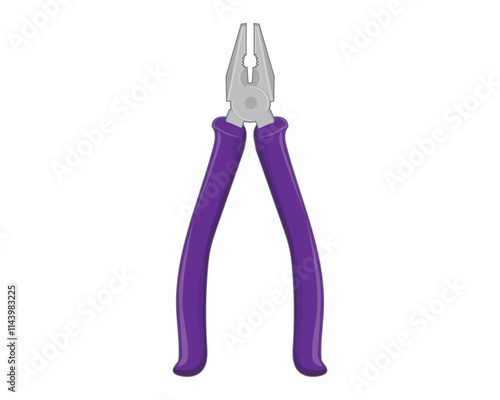 vector design of a tool called purple pliers which are usually used to bend wires, cut wires, hold workpieces, peel cable skins, etc. according to their function