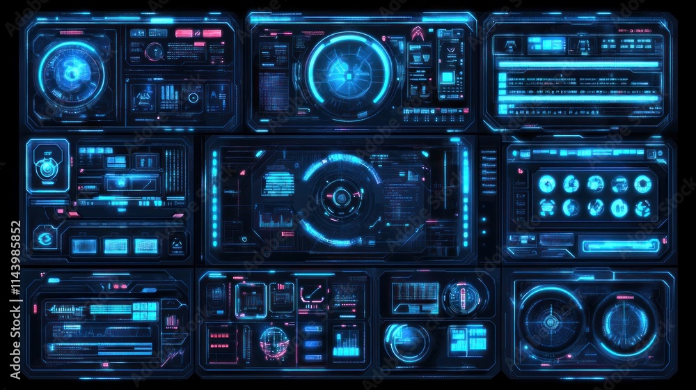 Fototapeta premium Futuristic control panel with HUD elements.