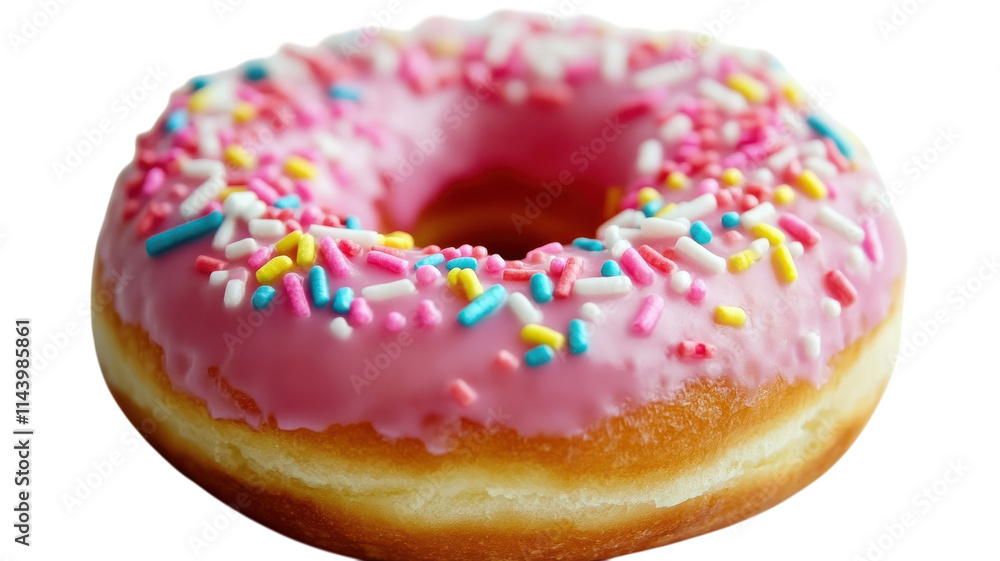 Indulge in a Freshly Made Donut with Pink Frosting Perfect for Celebrations, Parties, and Gatherings. Indulge in a Freshly Made Donut with Pink Frosting Perfect for Celebrations, Parties, and Gatherings.
