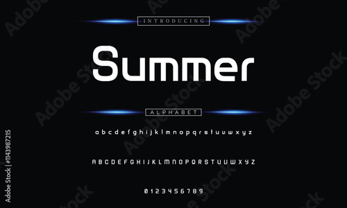 Modern techno font, futuristic line type of english alphabet letters and numbers. Minimal tech typeface vector typography. Future technology digital abc characters font, modern double line symbols