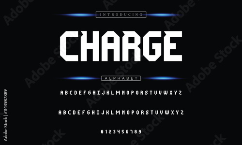 Modern techno font, futuristic line type of english alphabet letters and numbers. Minimal tech typeface vector typography. Future technology digital abc characters font, modern double line symbols