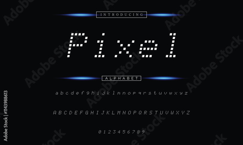 Modern techno font, futuristic line type of english alphabet letters and numbers. Minimal tech typeface vector typography. Future technology digital abc characters font, modern double line symbols