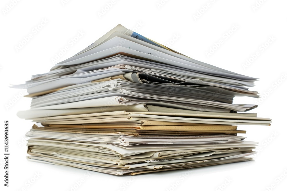 Stack of Reports. Pile of Paperwork with Financial Documents in Office Setting Stack of Reports. Pile of Paperwork with Financial Documents in Office Setting