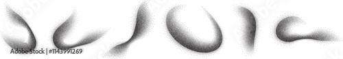 Stipple brush dotwork design showcasing gradient effects and grainy black textures in abstract shapes. Dotwork stipple texture noise gradient.