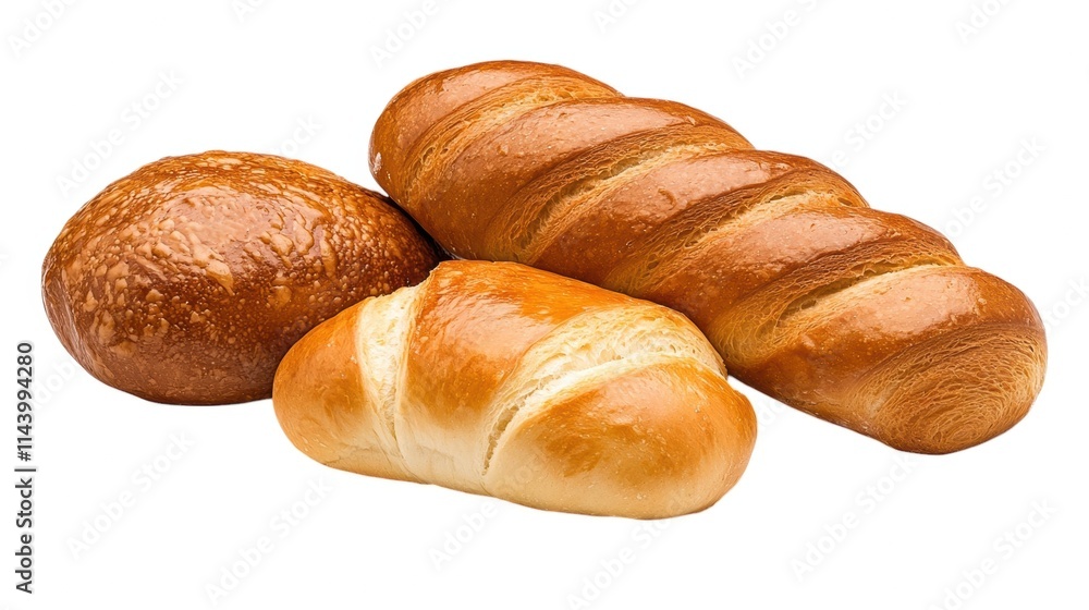 Fresh Bakery Bread Selection on a White Background Fresh Bakery Bread Selection on a White Background