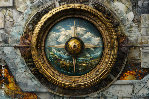 Antique Compass Rose,  Nautical Art,  Vintage Maritime Masterpiece photo