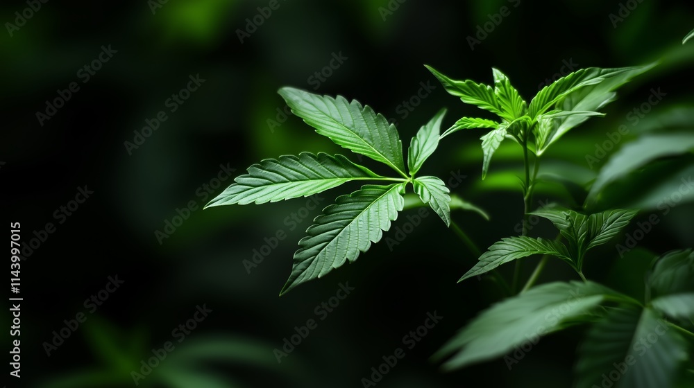 Close-up view of vibrant green cannabis leaves in natural setting during daylight hours Close-up view of vibrant green cannabis leaves in natural setting during daylight hours