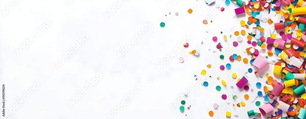 Colorful Party Confetti on White Background with CopySpace Colorful Party Confetti on White Background with CopySpace